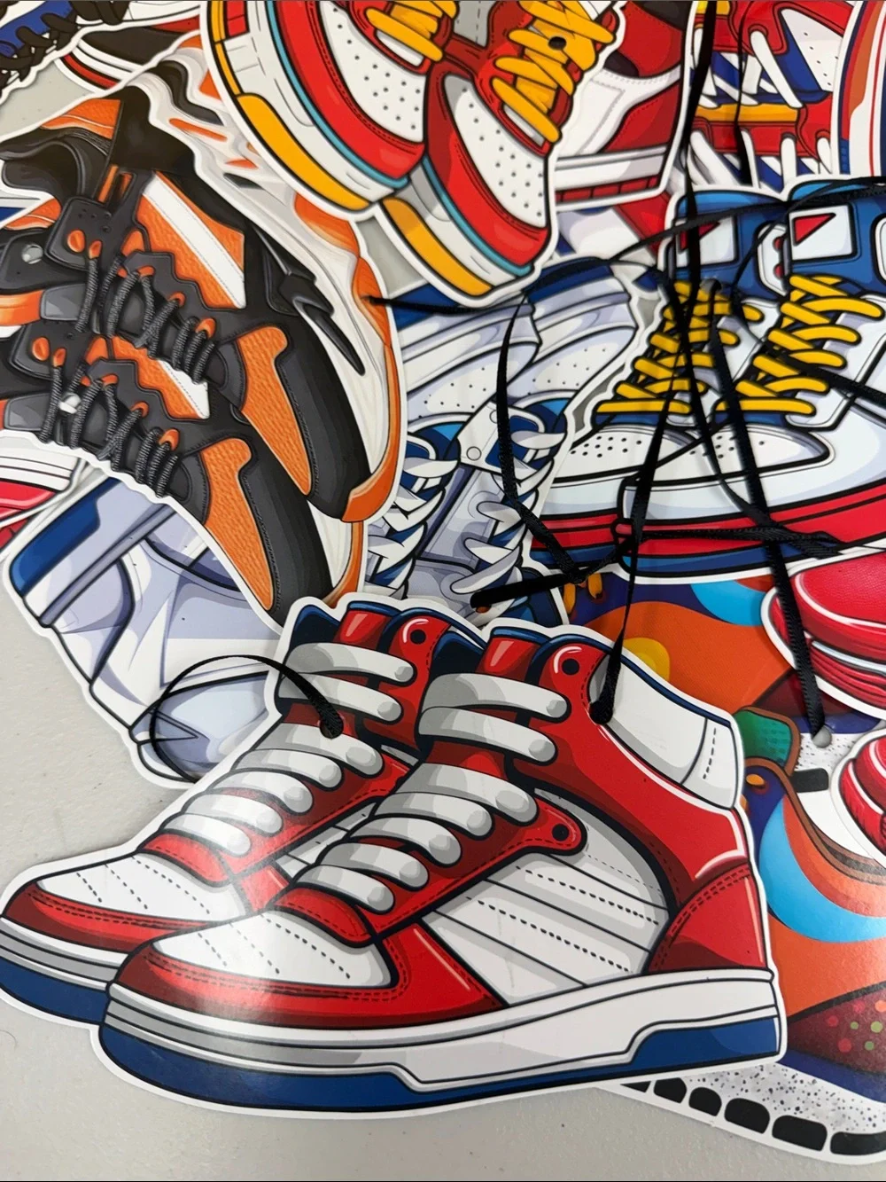 18 Piece Colorful Sneaker Party Decor Multi-Color Hangable tennis shoes hi tops